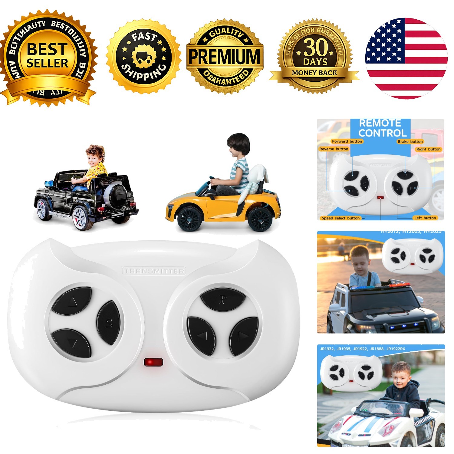 2.4G Remote Control for Kids Electric Ride On Car White 12V Transmitter JR1603