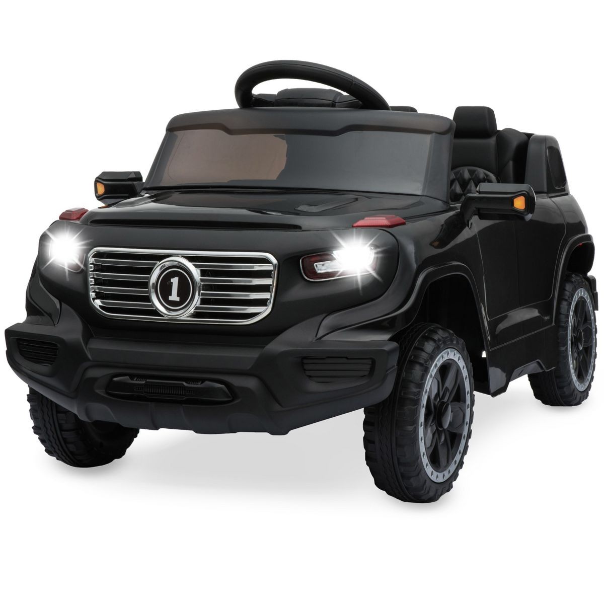 6V Kids Ride On Car Truck w/ Parent Control, 3 Speeds, LED Headlights, MP3- BLK