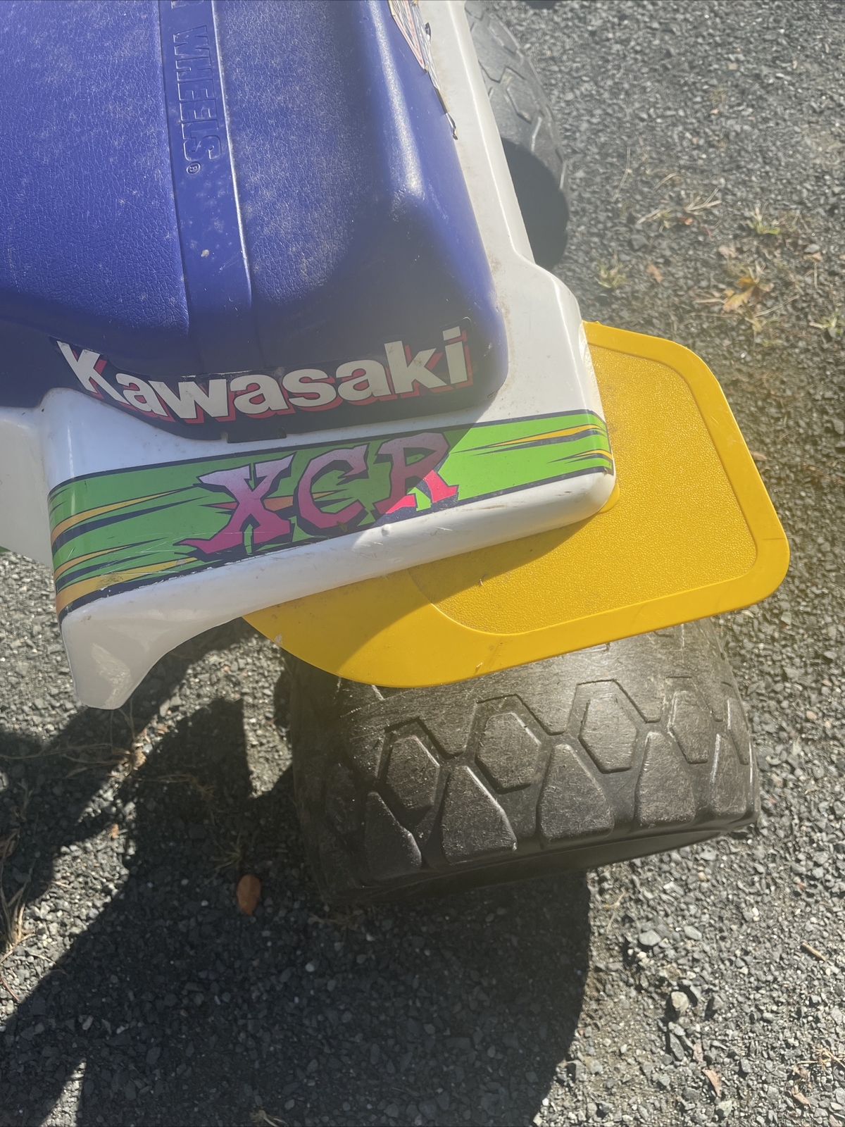 Vtg 90s Kawasaki Ninja XCR Power Wheels Ride-On Quad Neon Kids Rare Car Retro