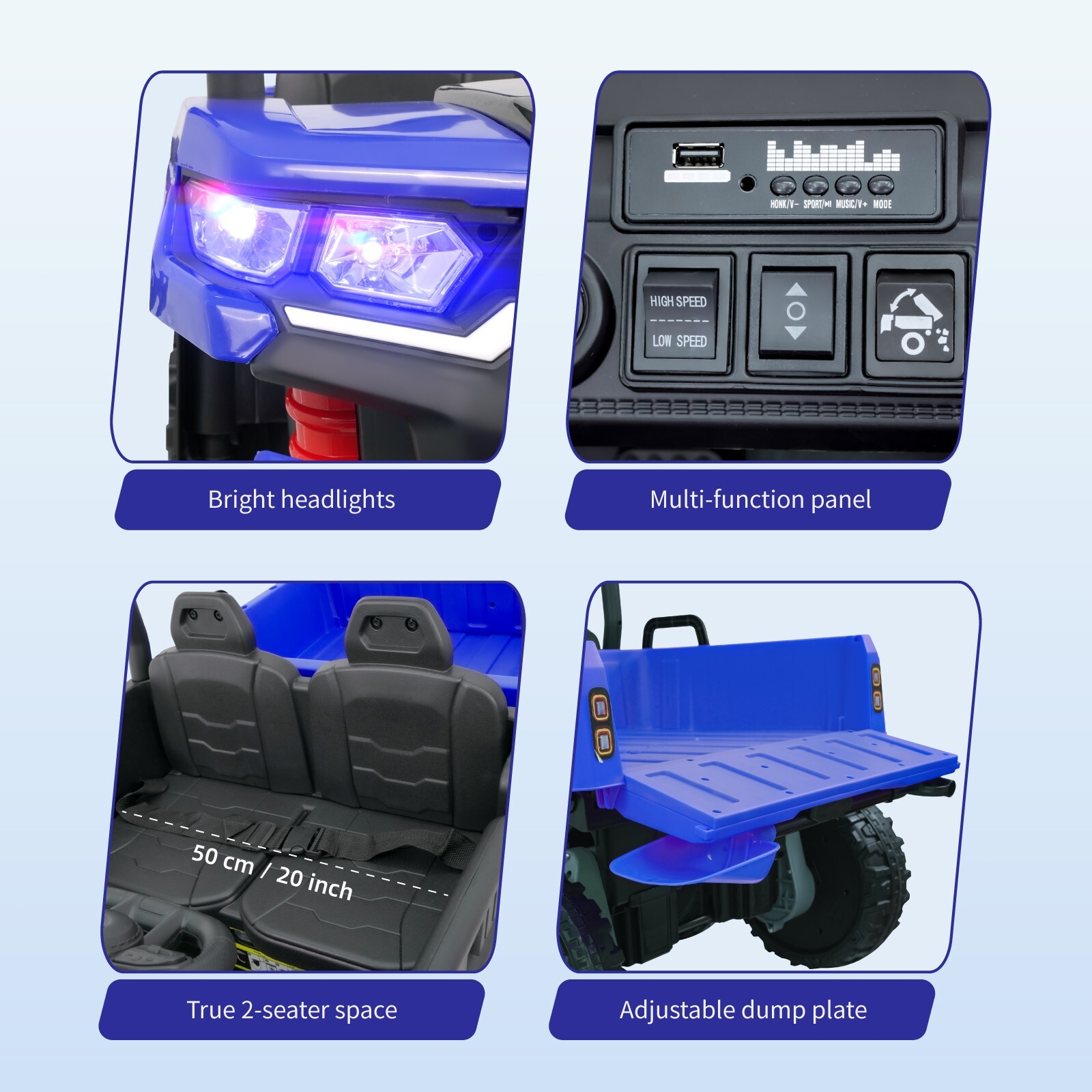 24V Kids Electric Car Ride on Dump Bed Truck Battery Power Wheels Toy w/Remote