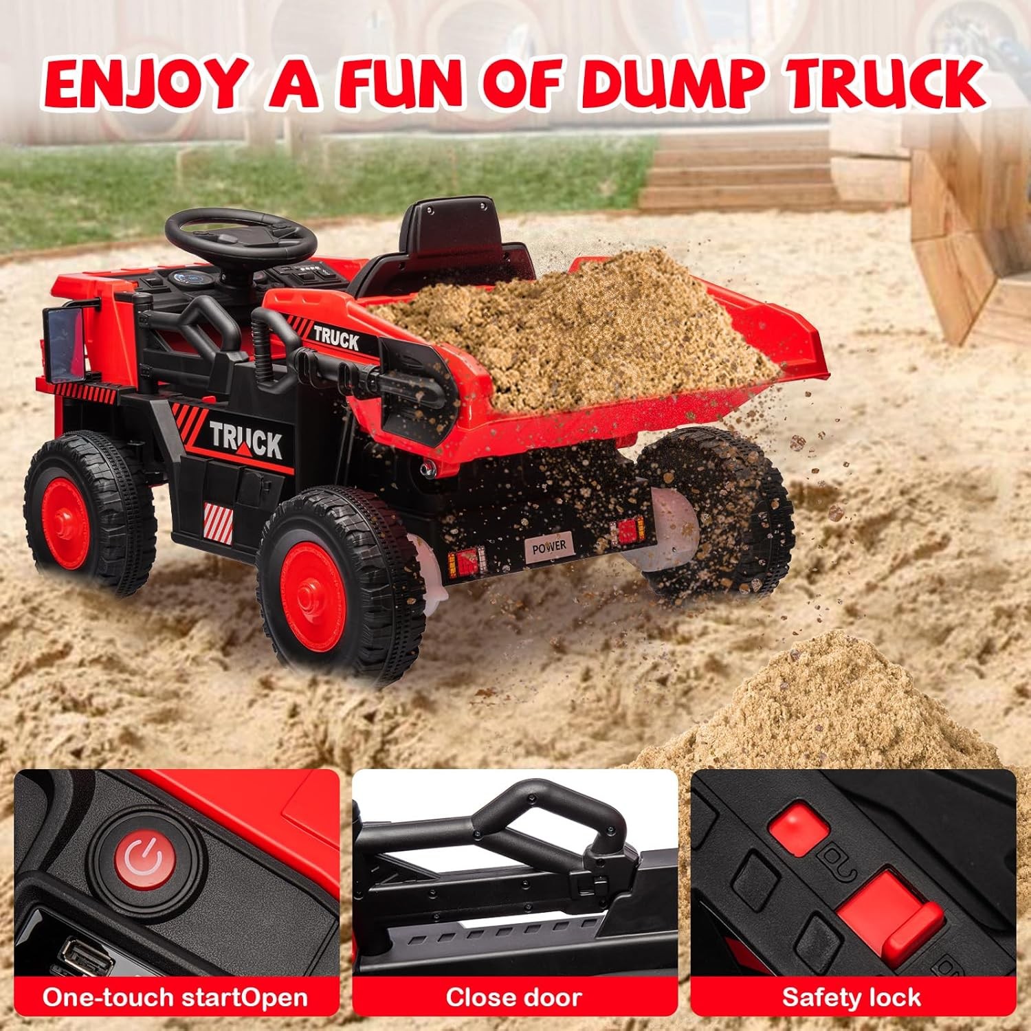 12V Electric Kid Car Dual Remote Control 35W Motors Ride On Truck Toy Music