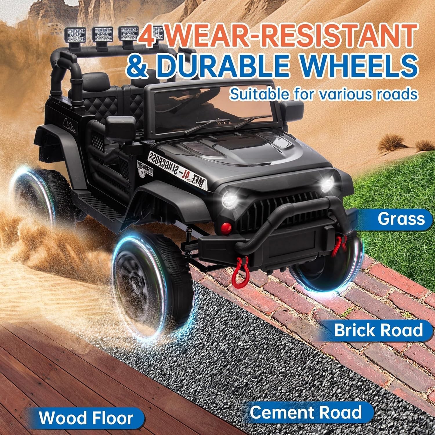 24V Ride On Jeep Car Toy for Kids with Parents Remote Control 400W Electric Cars