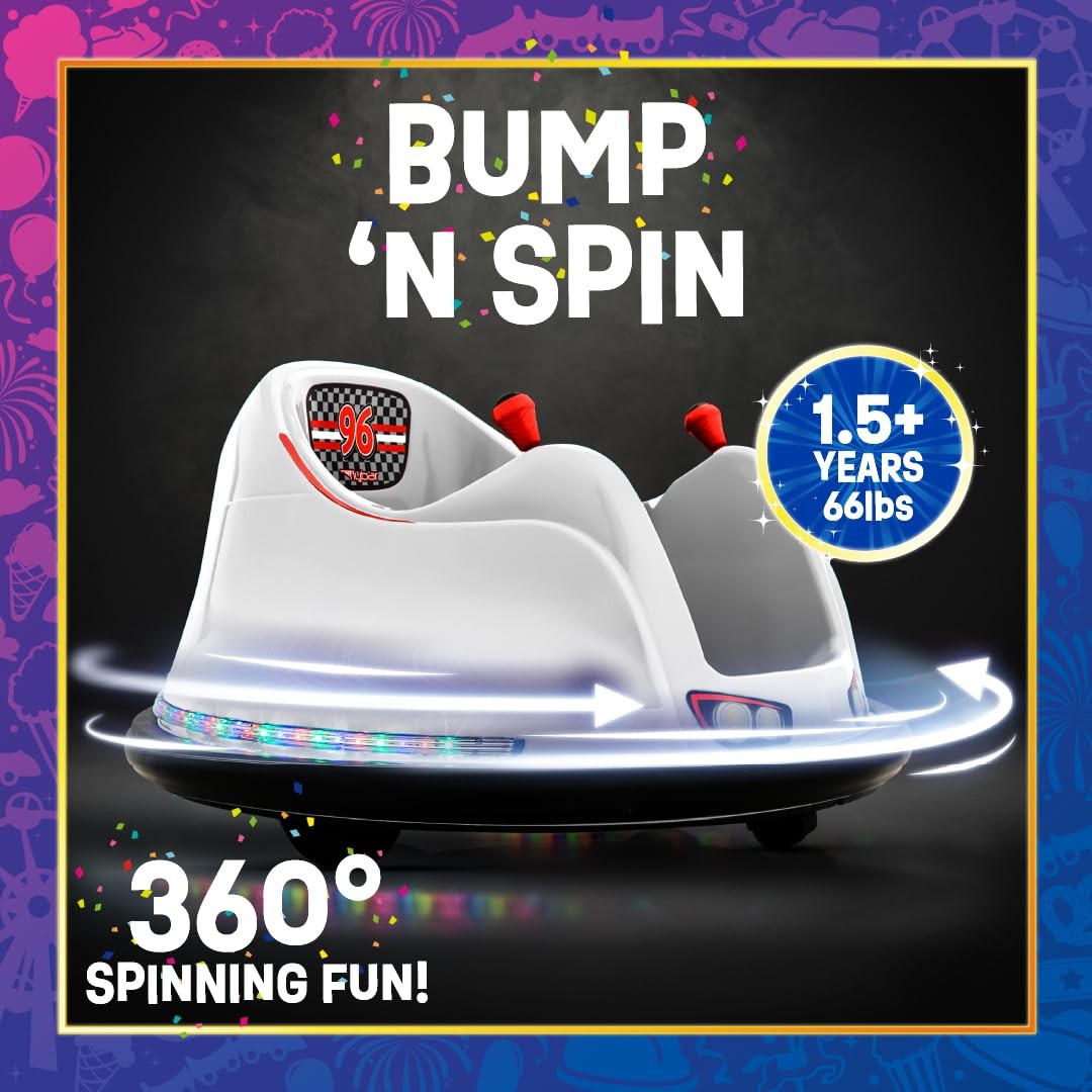 Flybar Funpark 6V Electric Bumper Car Ride-On For Toddlers Ages 1.54 Years Led