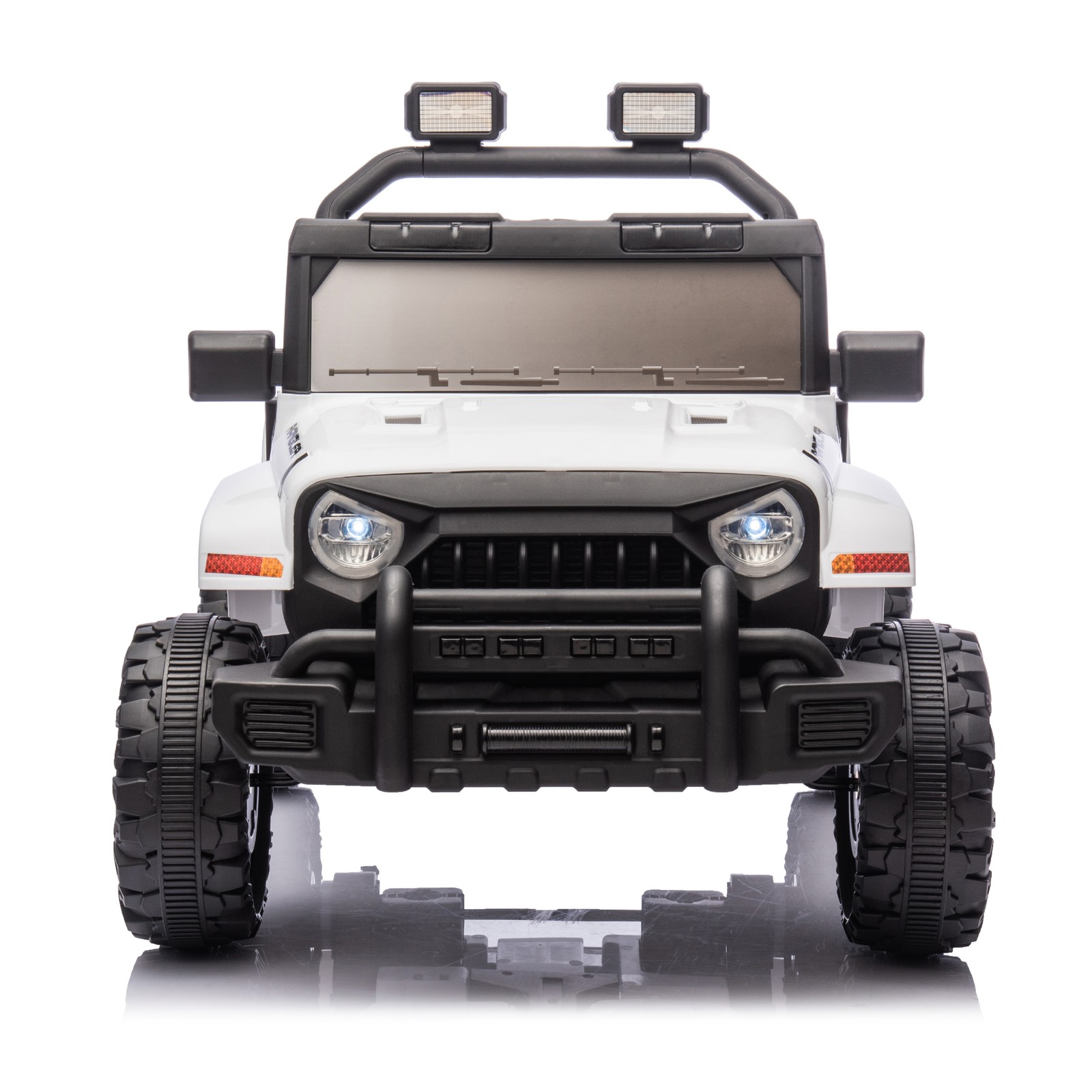12V Kids Ride On Car Dual Drive 4 wheel With Bluetooth USB for Kids 2-4 White