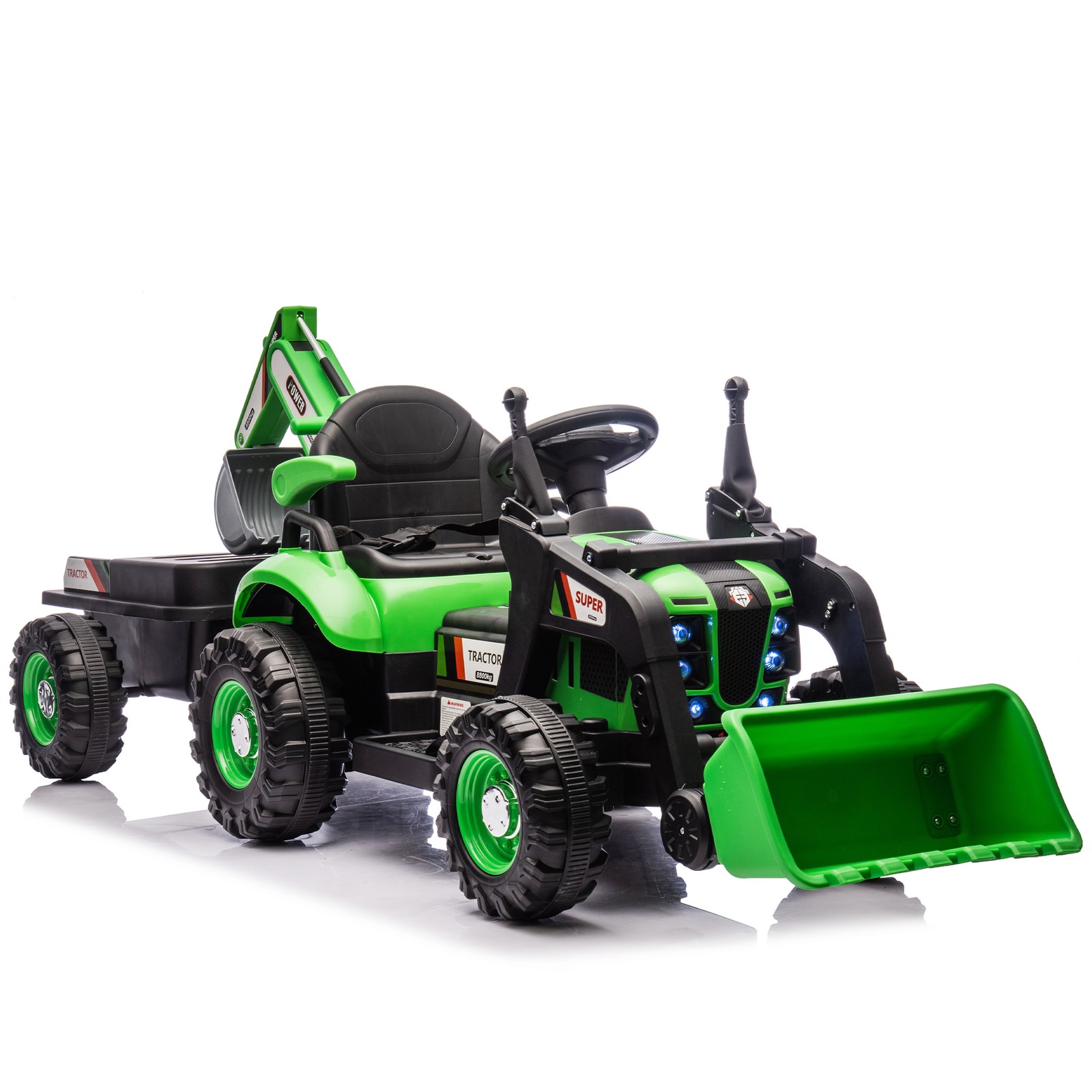 24V Kids Ride on Tractor 4-in-1 Electric Excavator Dump Truck Bulldozer W/Remote
