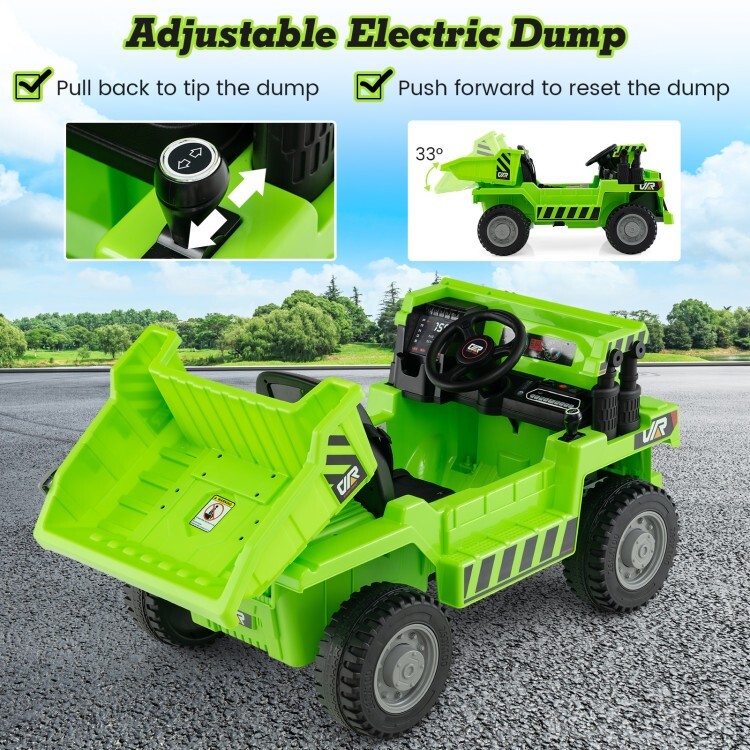 12V Battery Kids Ride on Electric Dump Truck Car Gift Kids w/2.4G Remote Control