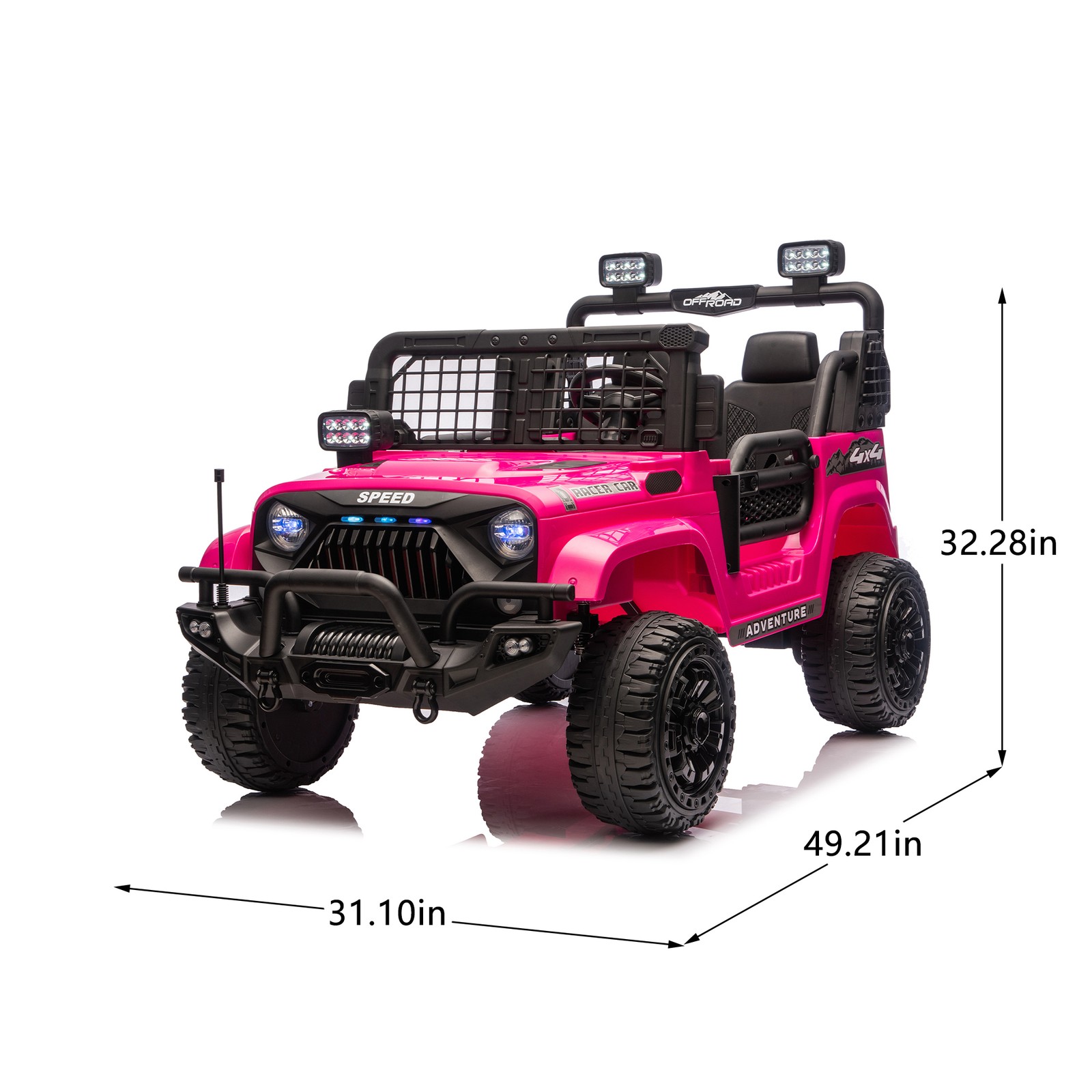 24V 2-Seaters Electric Jeep Truck Ride on Car Toy for Kids 3-8 w/ Remote Control