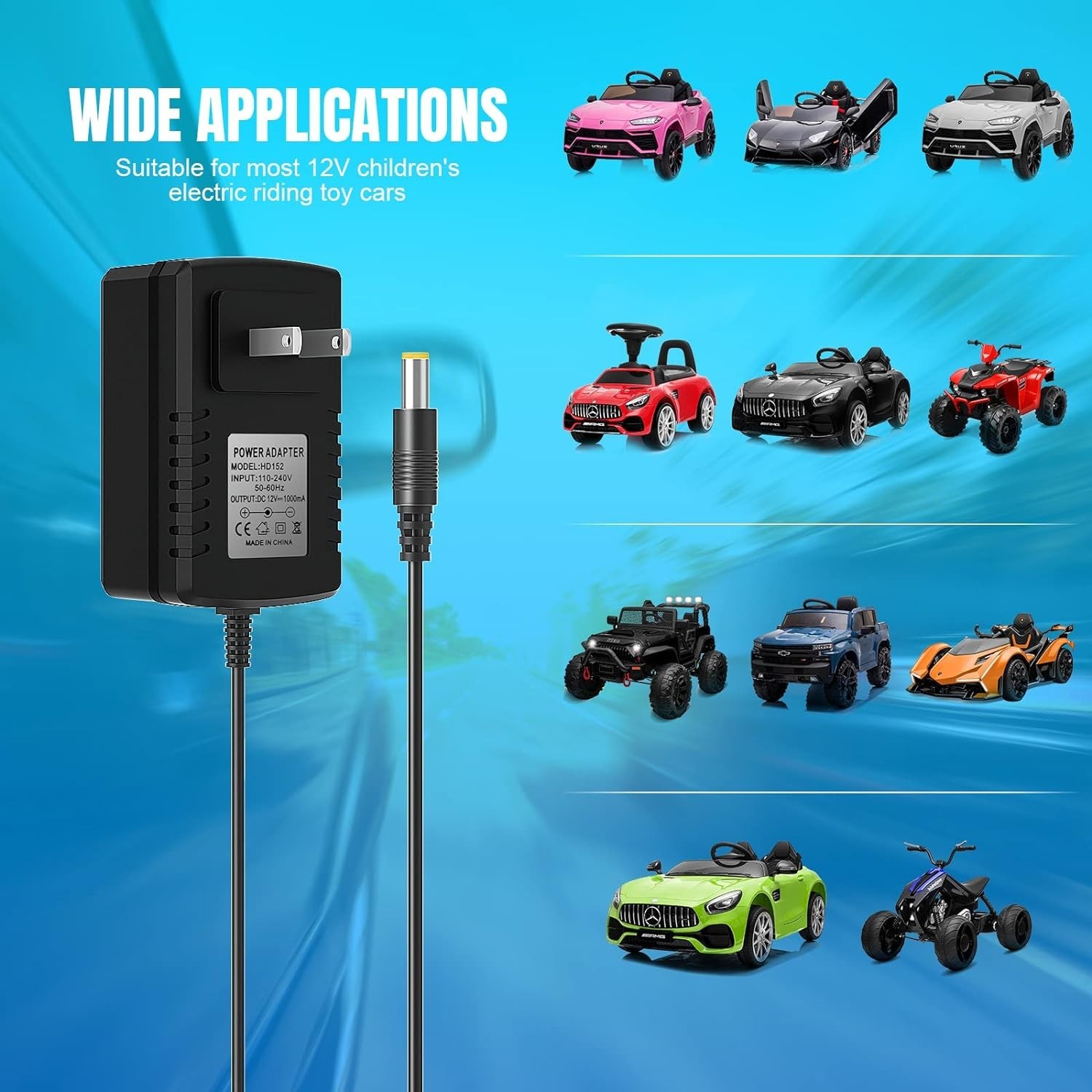 Durable 12V Battery Charger for Electric Ride-On Cars – Overcharge Protection