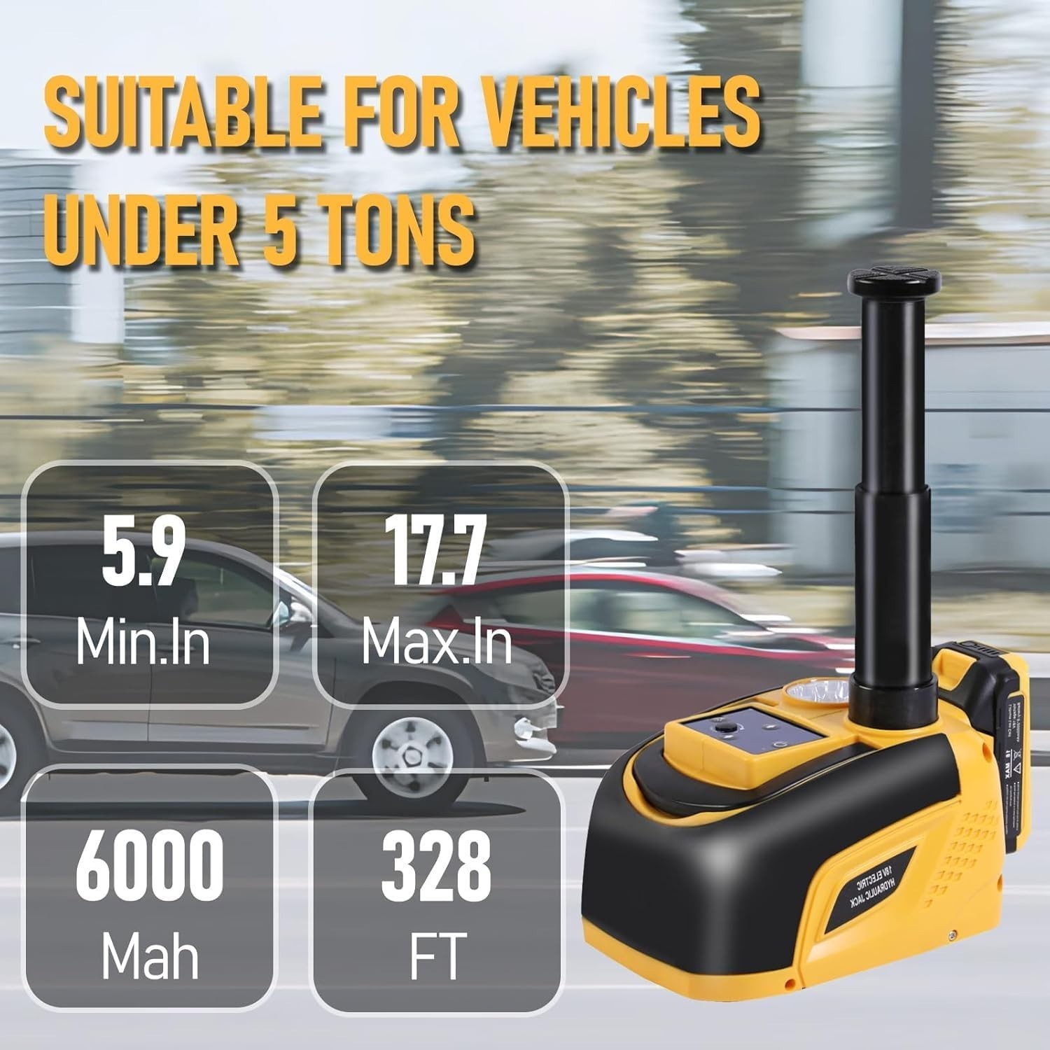 Battery Powered Electric Car Jack 5-Ton 18V Cordless Portable Automatic Tire Ch