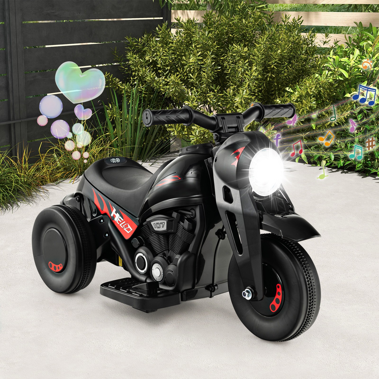 Kids 6V Bubble Car Electric Ride on Motorcycle w/ Music Button & LED Headlight