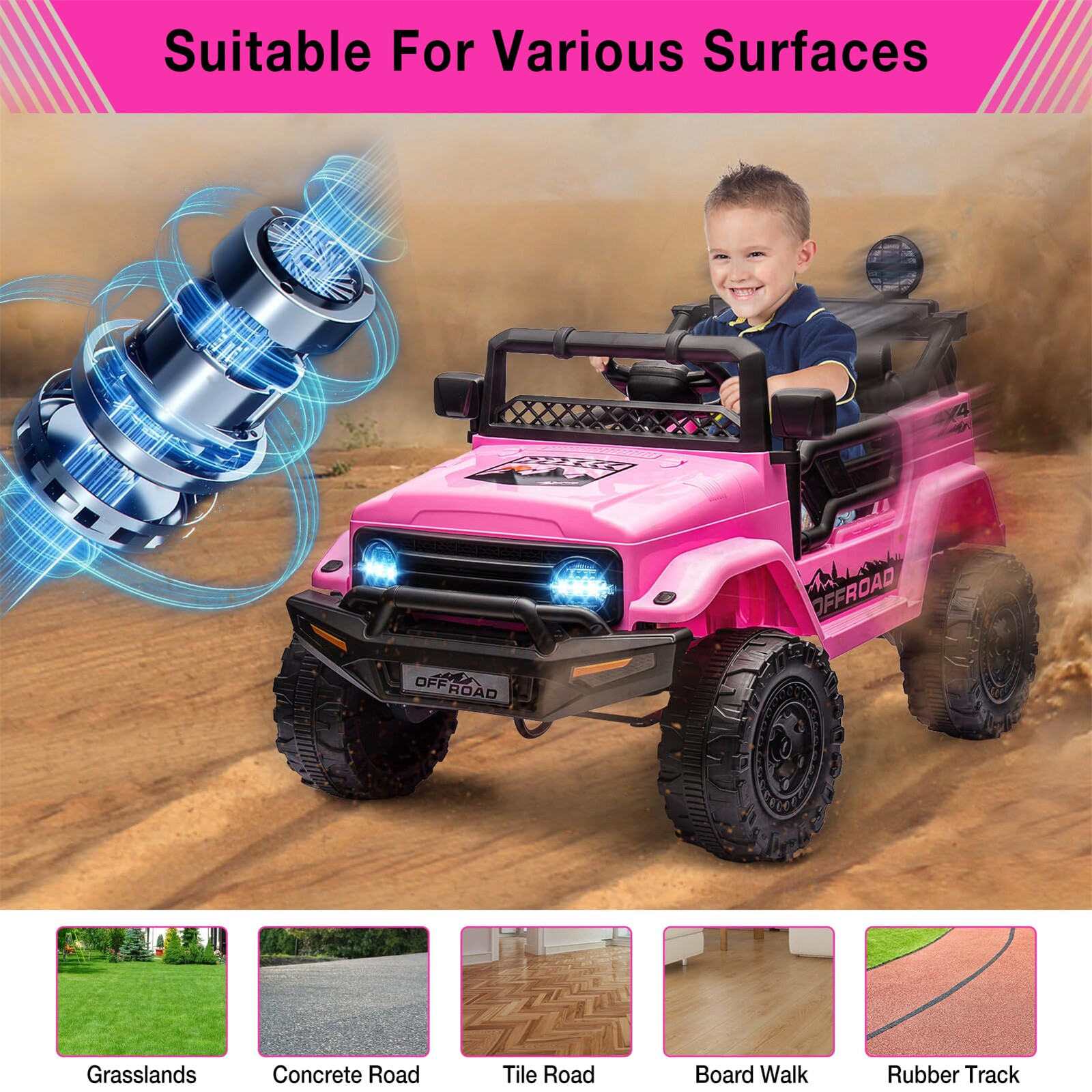 12V Kids Ride-On Truck with Parent Remote Control Electric Car Spring Suspension