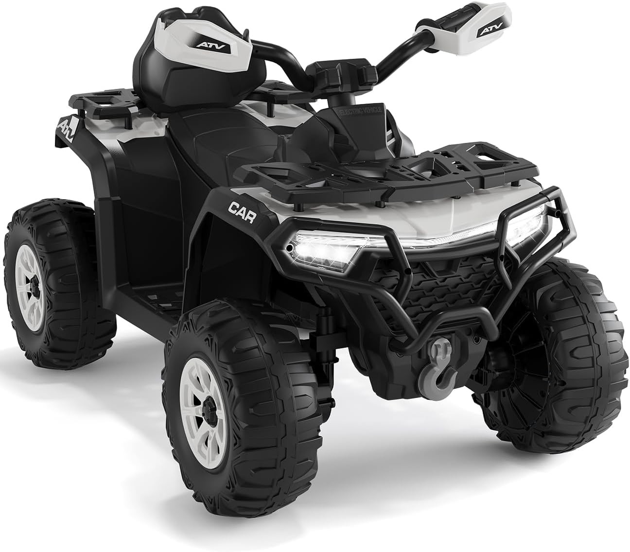 12V Kids Ride-On Electric Car w/ Remote, LED Lights, Built-in Music, Dual Motors