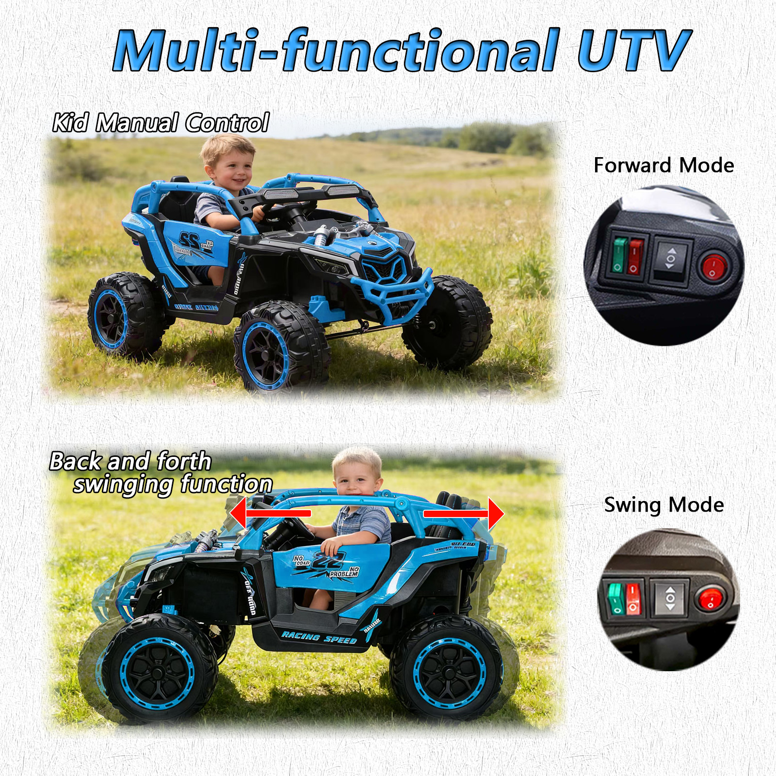 24V Ride on UTV Car for Kids Electric Truckk Toy 2WD Off-Road Quad Car 2 Seater