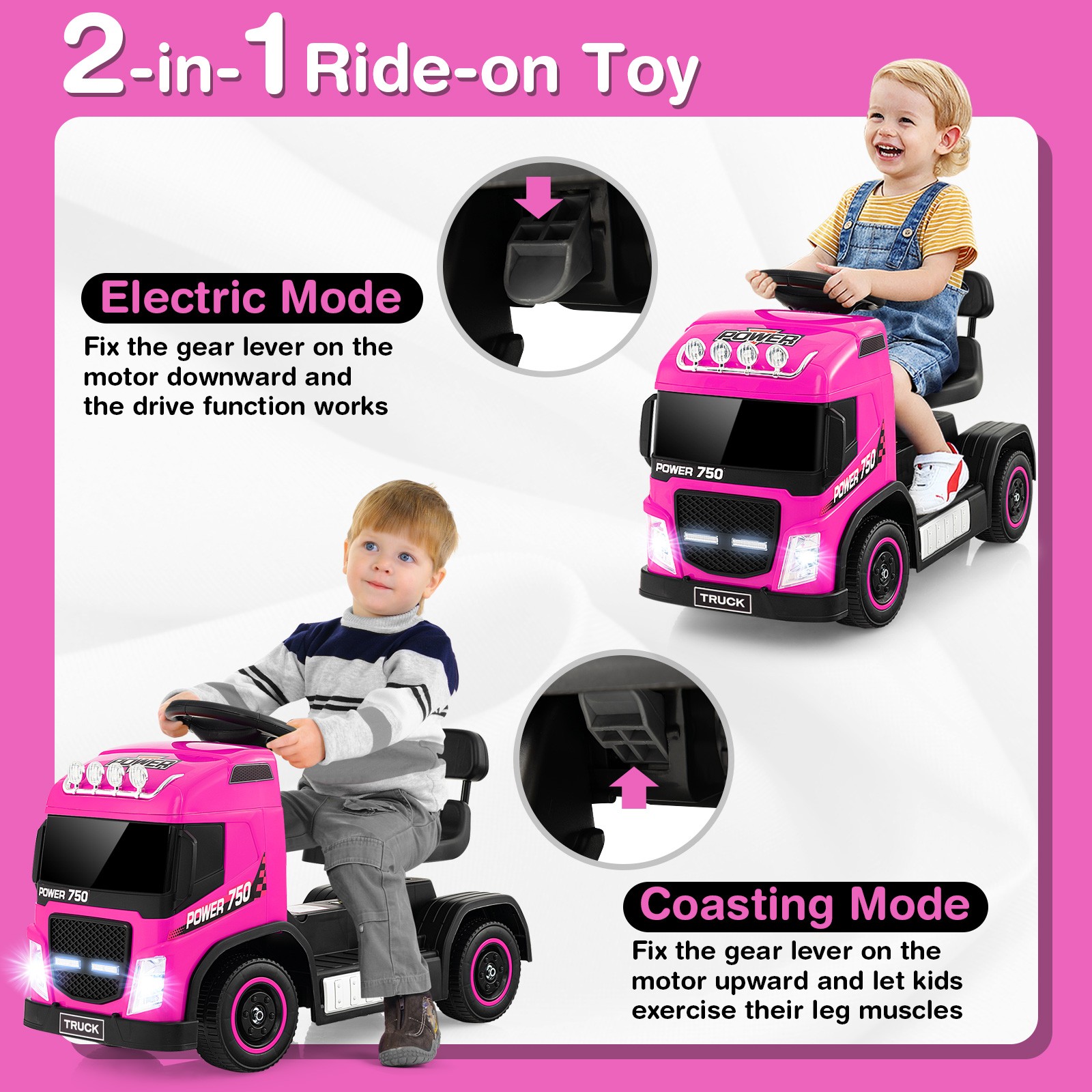 6V Kids Electric Ride-on Truck Battery Powered Ride-on Toy w/LED Lights