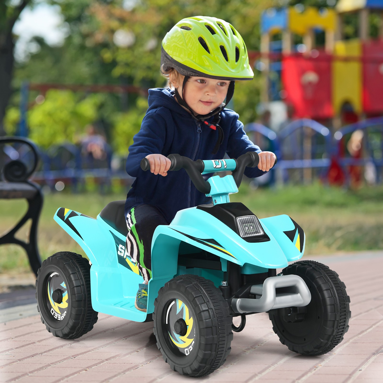 6V Kids Electric Quad ATV Ride On Toy Car for Toddlers Forward & Reverse Blue