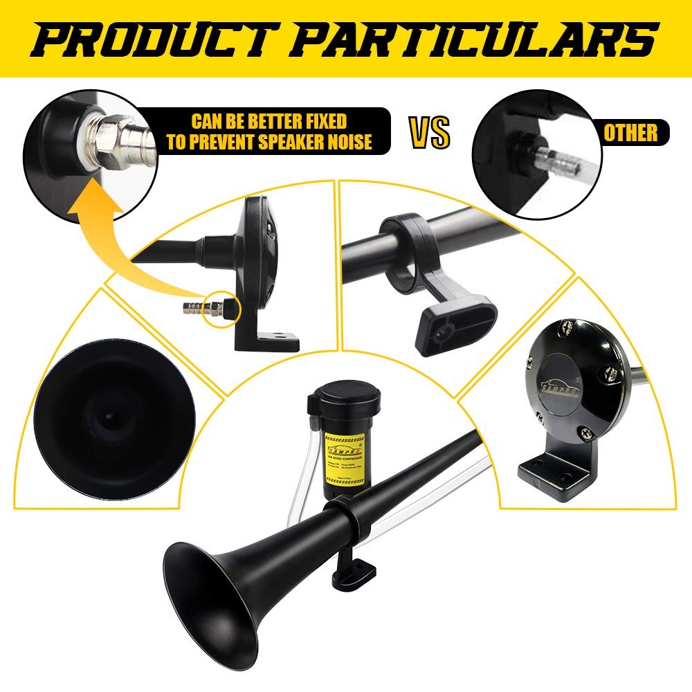 12V 150DB Car Air Horns, 18 Inches Chrome Zinc Single Trumpet Truck Air Horn …