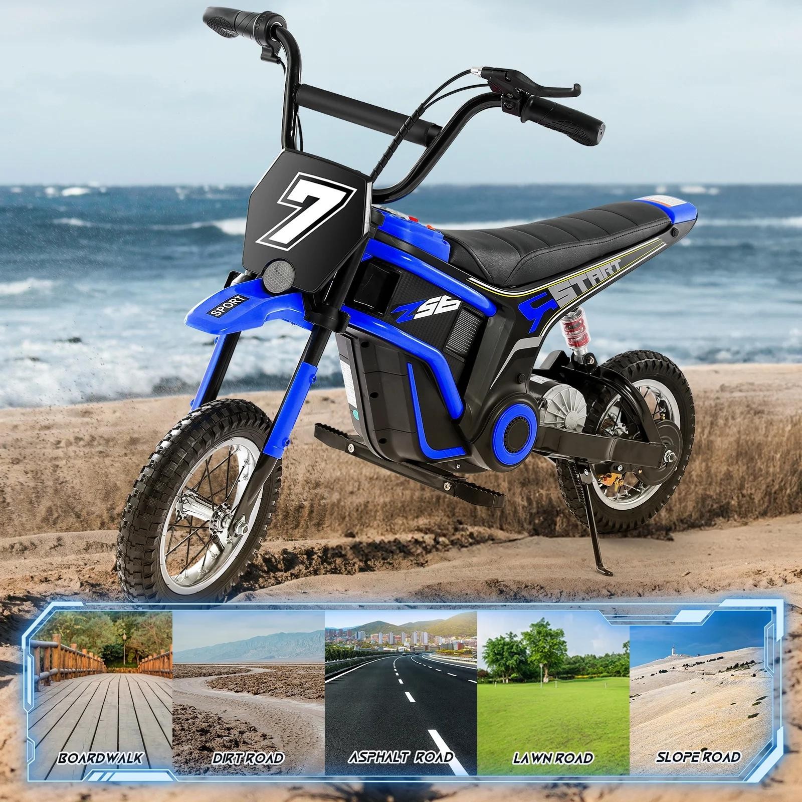 24V Ride-On Off Road Dirt Bike Electric Motorcycle 2 Speed 350W For Kids 13+