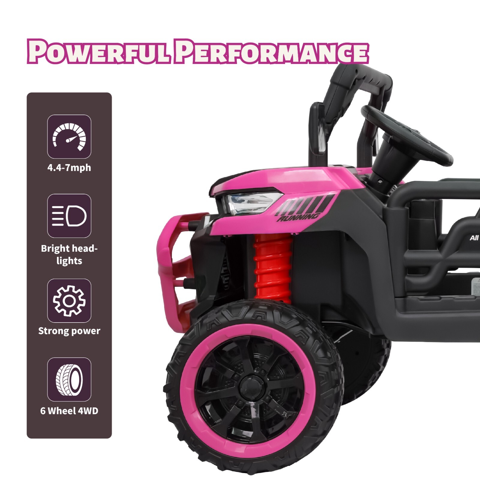 Pink Kids 2 Seater Ride on Car 24V Electric Dump Truck 4WD UTV w/Parental Remote