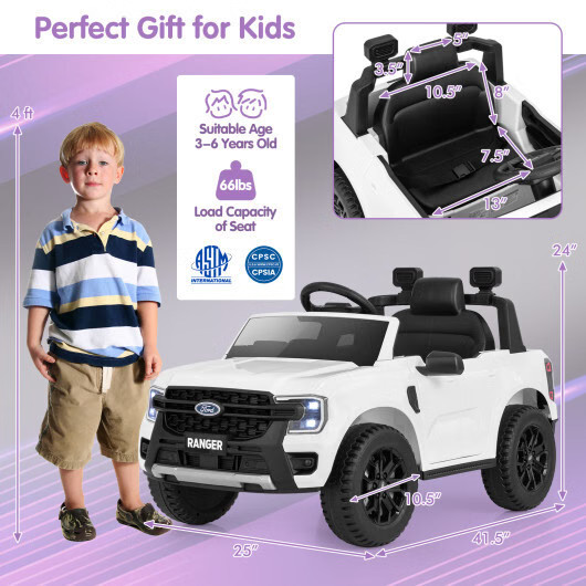 12V Electric Kids Ride on Car Licensed Ford Ranger with Remote Control and Music