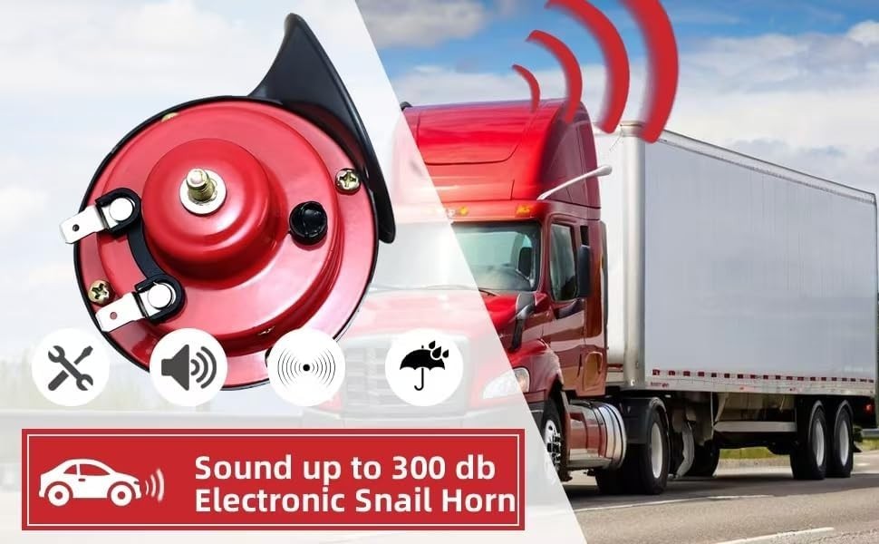 300DB Super Loud Train Horns, 12V 4A Waterproof Air Horns Replacement Kit, Car
