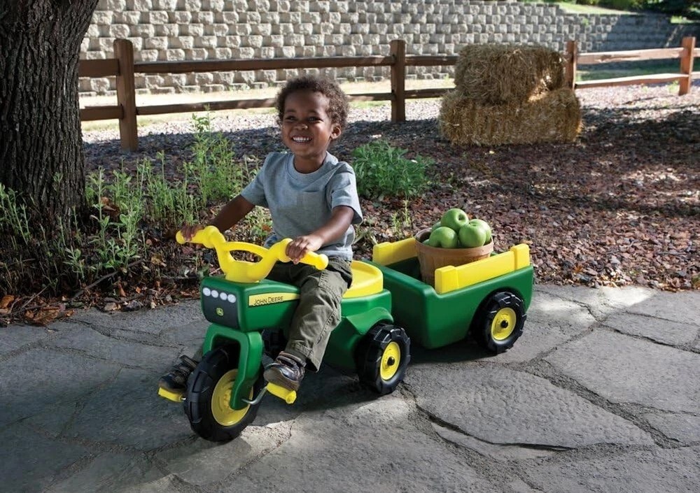 Kids Ride On Pedal Tractor with Trailer John Deere Toys Indoor Outdoor Playing