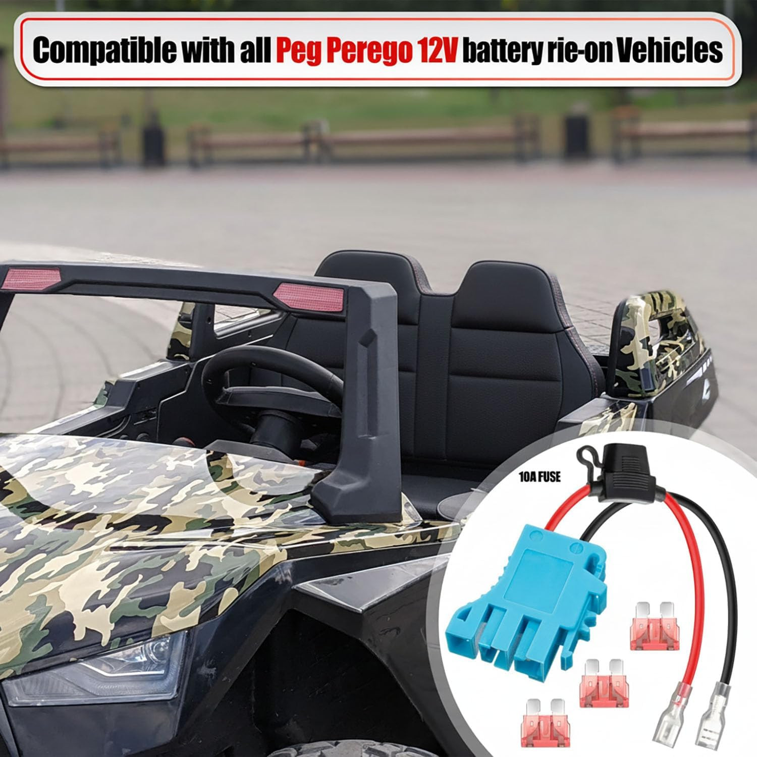 12 AWG Wire Harness Connector Replacement Compatible with Peg Perego 12 Volt SLA
