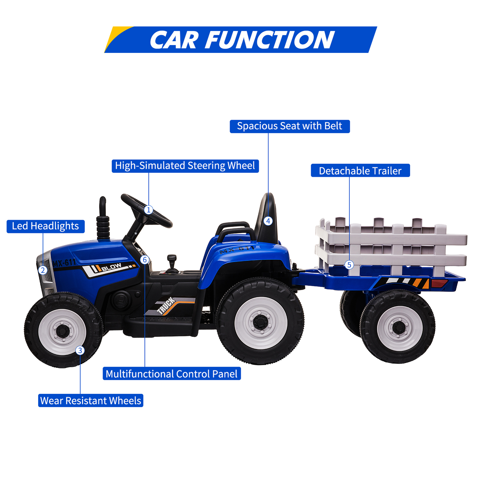 Kids Ride On Toys Car Tractor 12V Powered Electric w/Remote Control Kids Gift US
