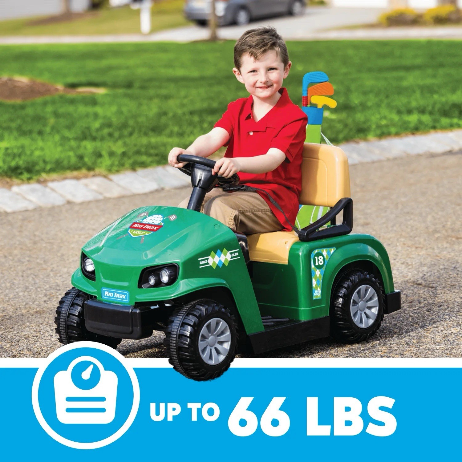 Kid Trax Flybar 6V Golf Cart Battery Powered Ride-On Includes Golf Clubs & Balls