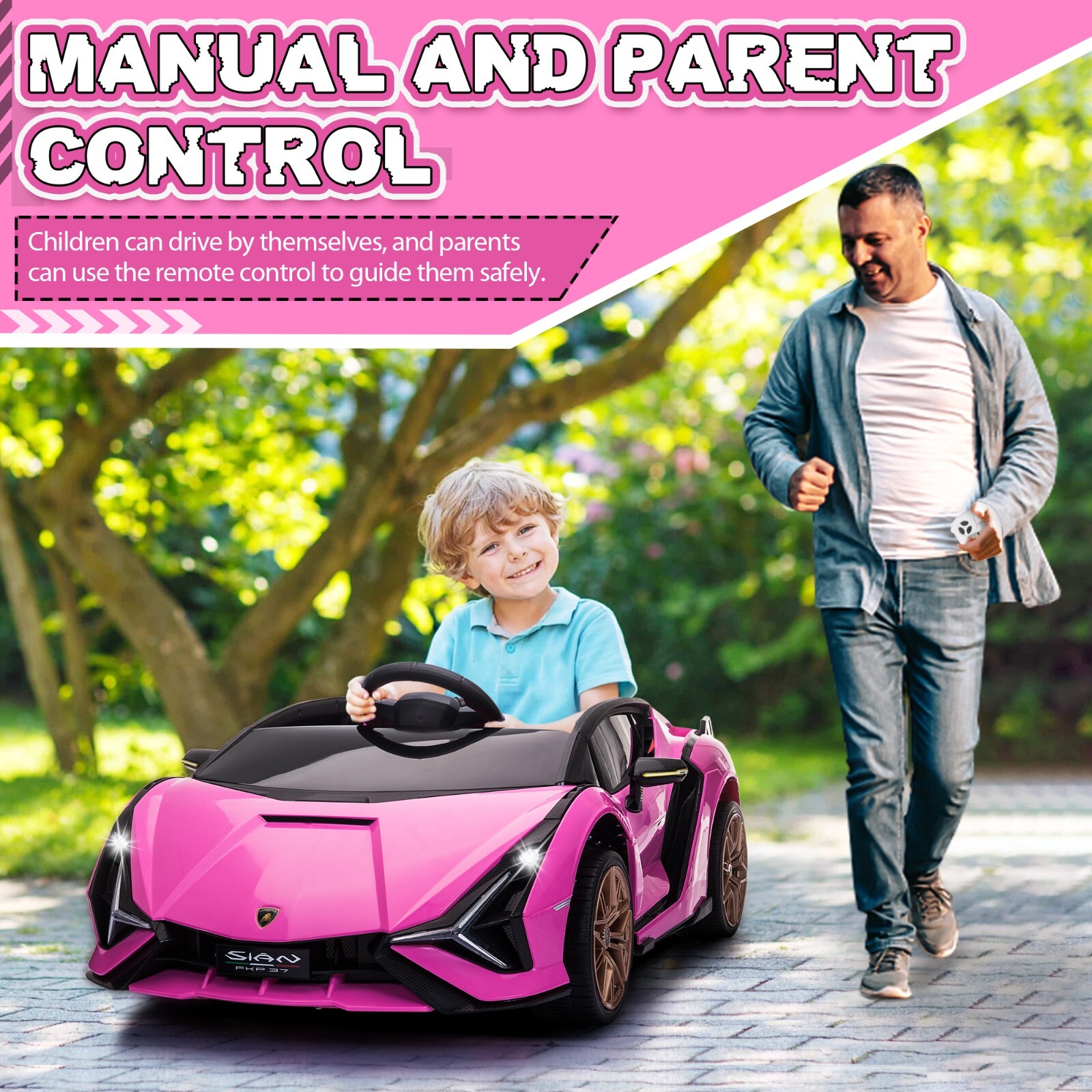 TOBBI 12V Kids Ride On Car Lamborghini SIAN Electric Vehicle w/Remote Control