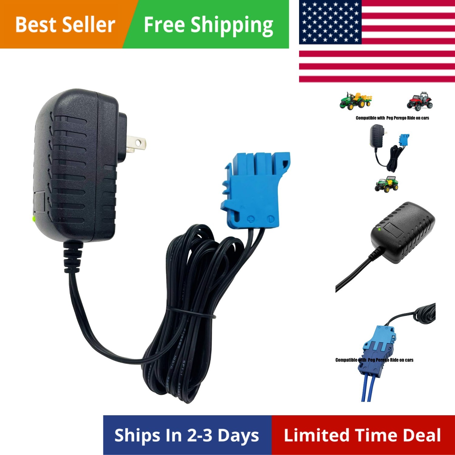 12-Volt Small Plug Charger for Peg Perego Battery,12V Charger for Peg Perego …