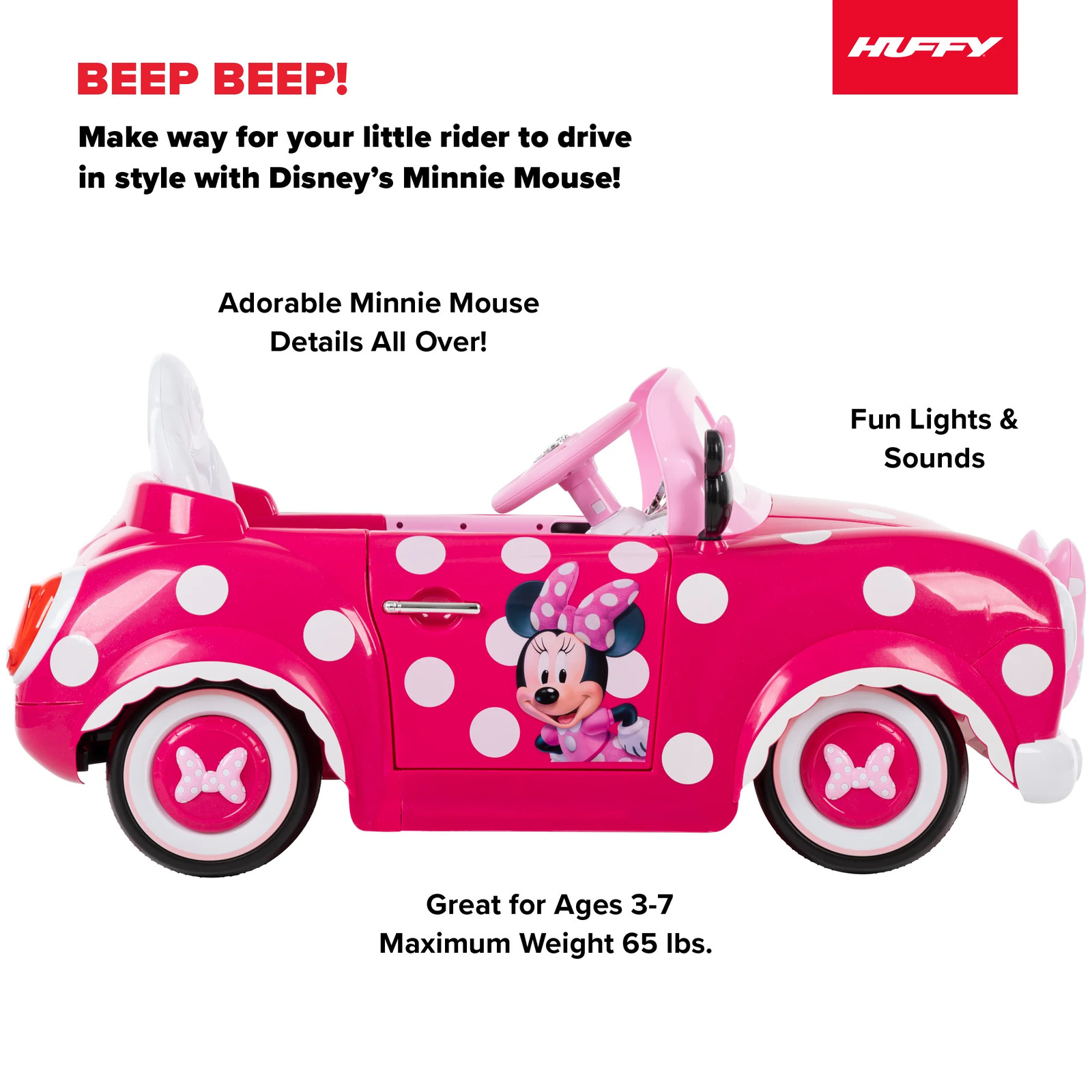 KIDS RIDE ON CAR TOY Disney Minnie Mouse Battery-Powered Girls Ages 3-7