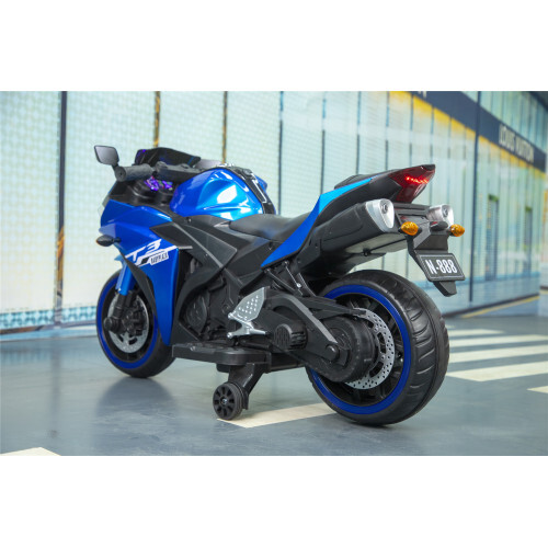 Kids Ride On Dirt Bike 12V Electric Motorcycle for Child W/ Training Wheels Blue