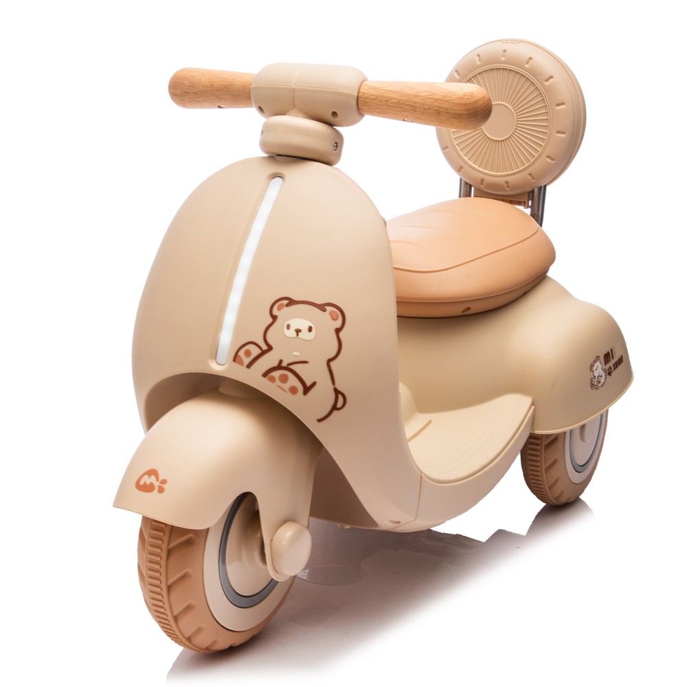 Kids Electric Motorcycle with Parent Control Three-Wheel Stable Wooden Handle
