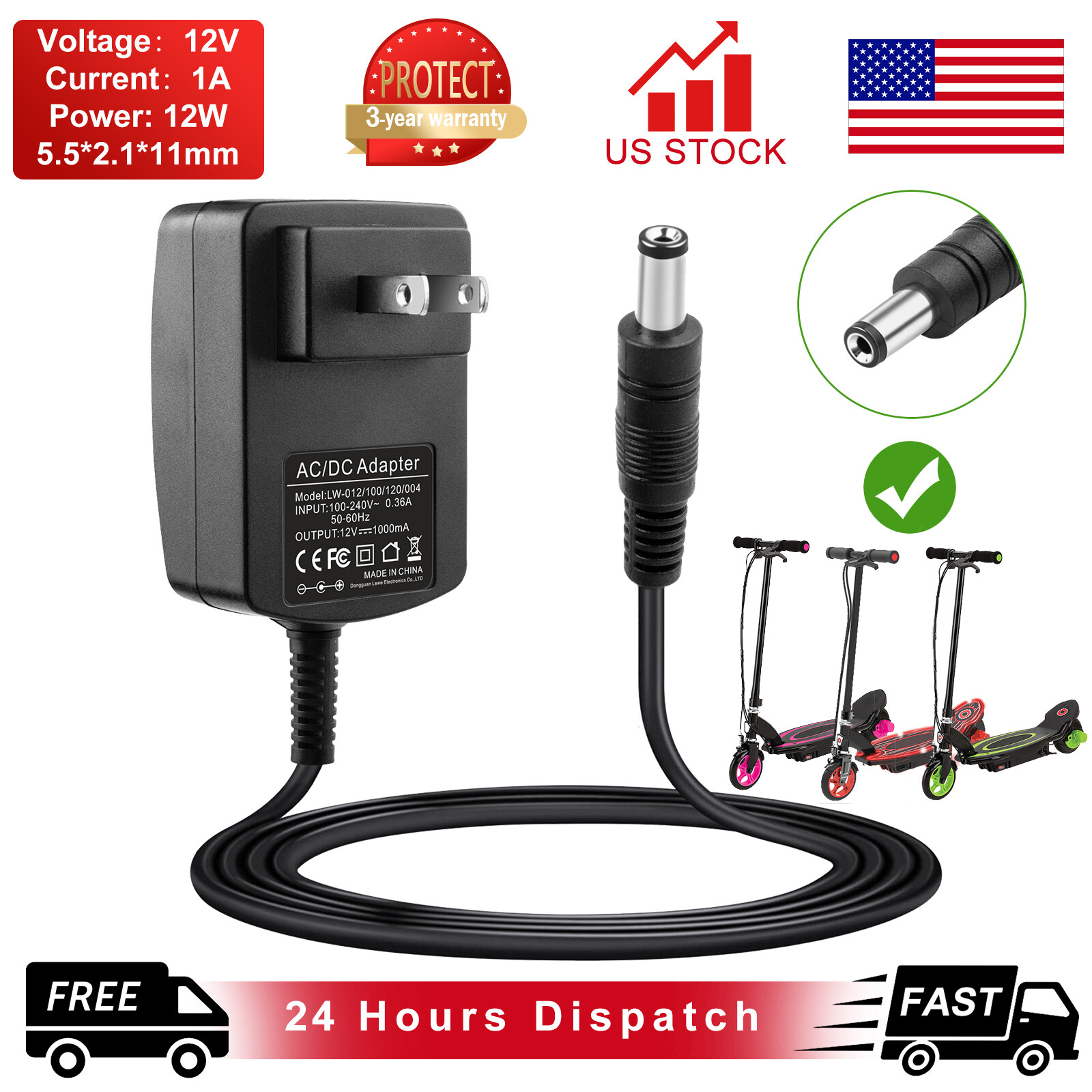 12V Volt Battery Charger for Kids Ride On Car Best Choice Products Wrangler SUV