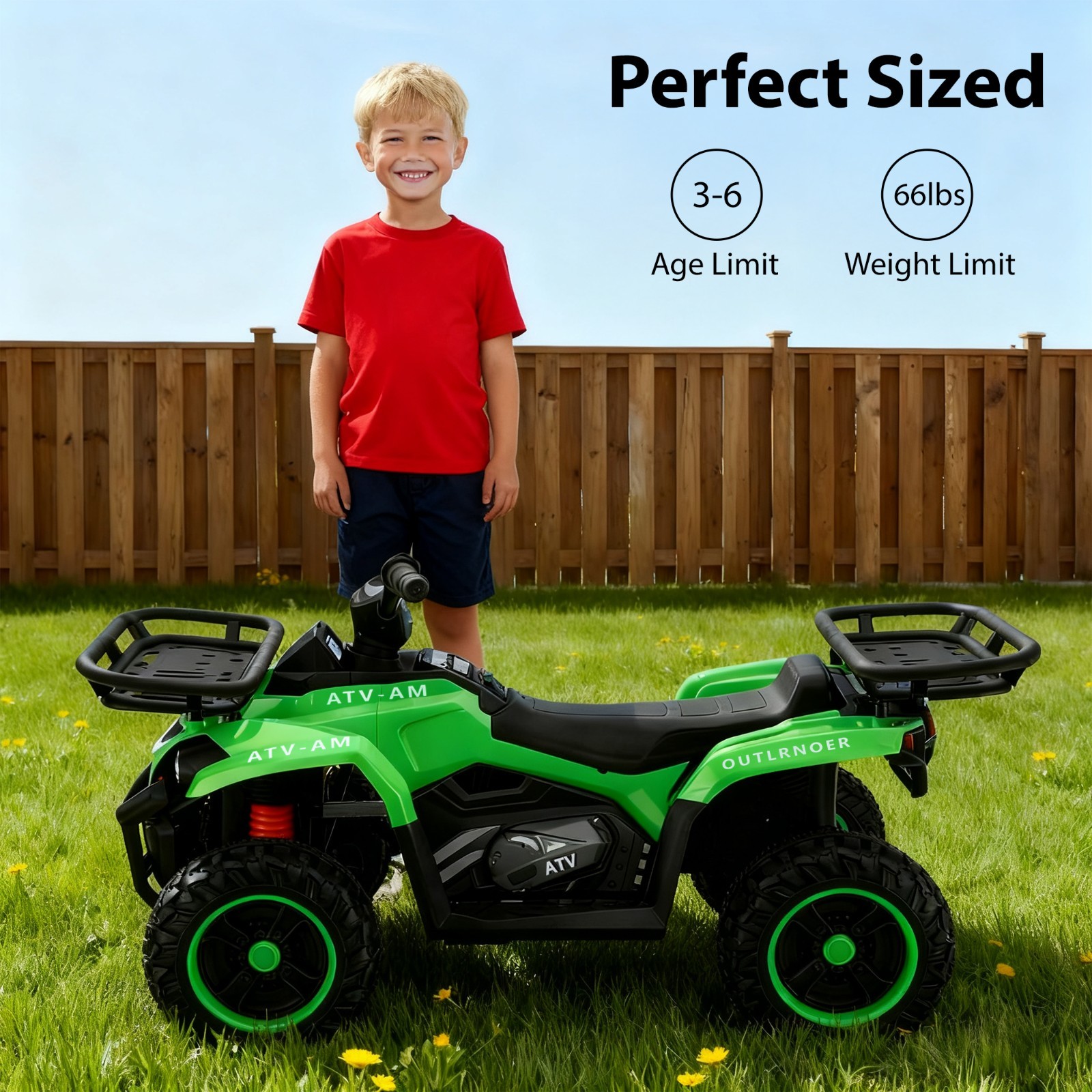 24V Kids Ride on ATV 4 Wheeler Quad Battery Powered Electric Vehicle w/MP3&USB