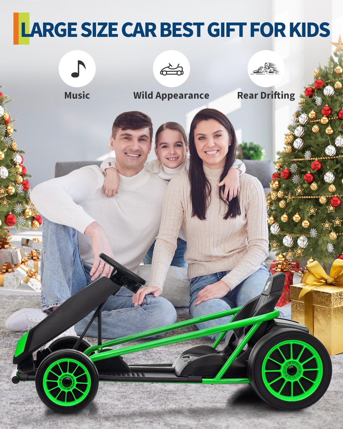 Ride On Go Kart for Kids,Fast Drifting Circling Car,Electric Ride Toy Slow-Green