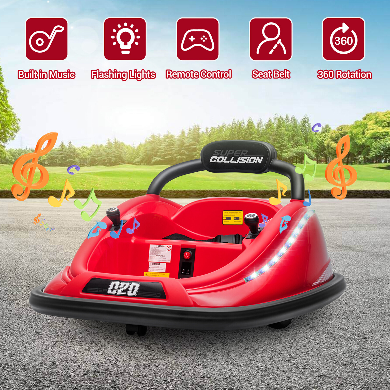 12V Kids Ride on Bumper Car 360° Spinning MP3 Electric Vehicle w/Remote Control