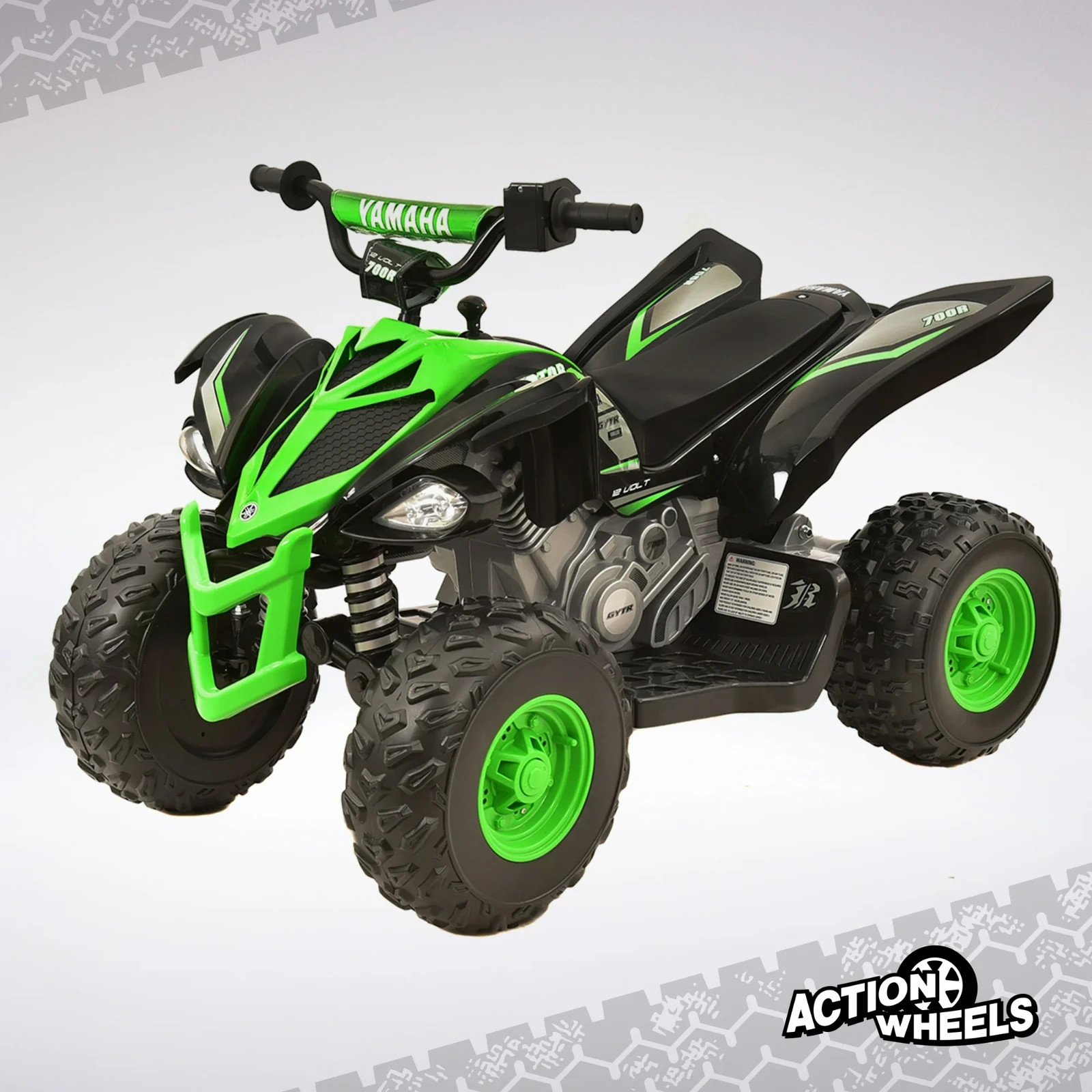 Yamaha Raptor ATV 12V All-Terrain Battery-Powered Ride-On, Green, Ages 3+