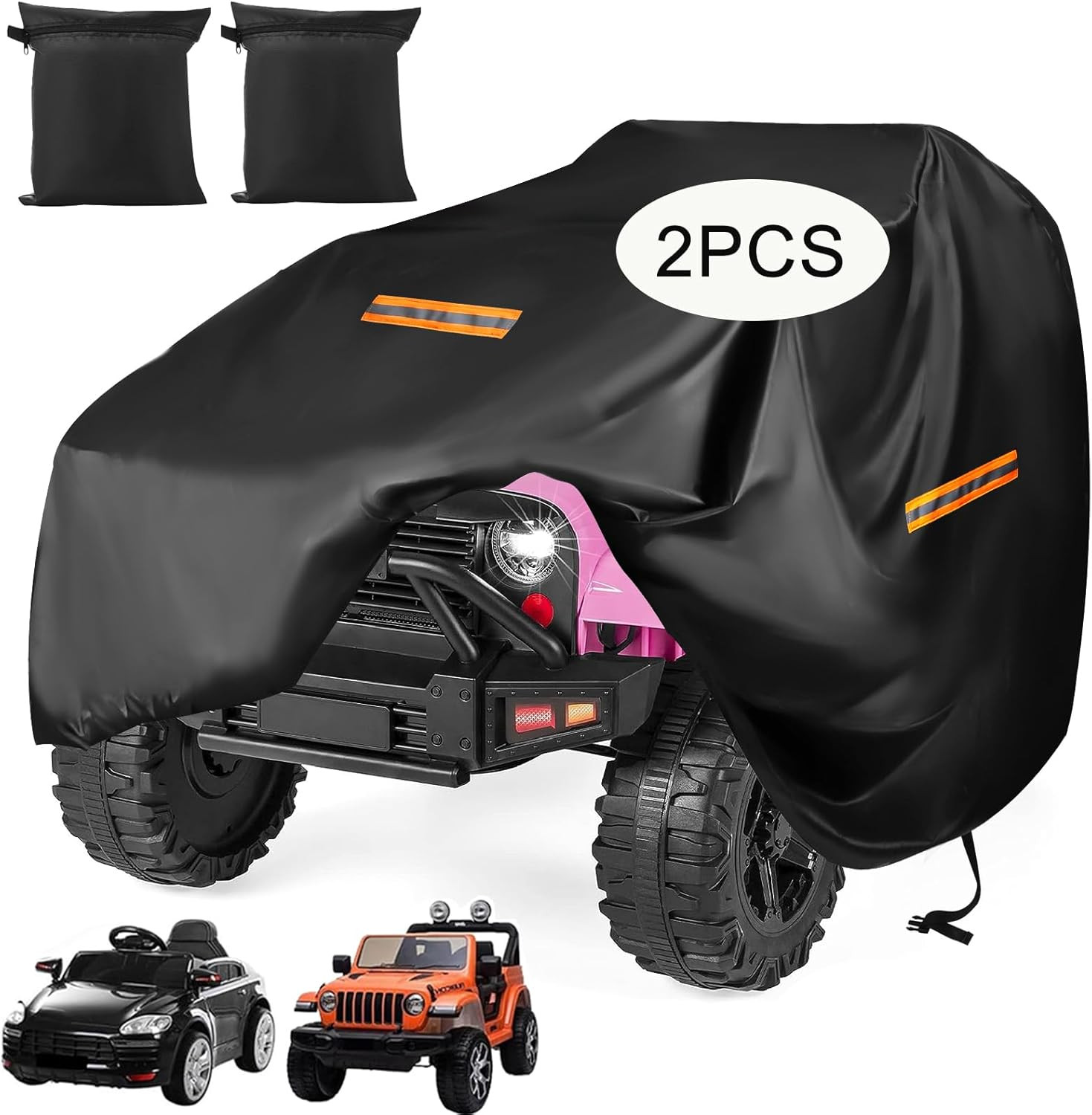 Kids Ride on Car Cover 2Pcs,Large Power Wheels Cover Waterproof,Heavy Duty 420D