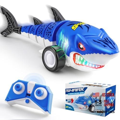 Shark Remote Control Car for Kids,2.4Ghz Electric RC Shark Toys with Glowing