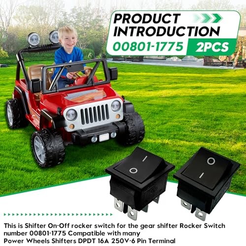 00801-1775 Shifter Rocker Switch DPDT 6 Pin for Power Wheels,fits for Fisher