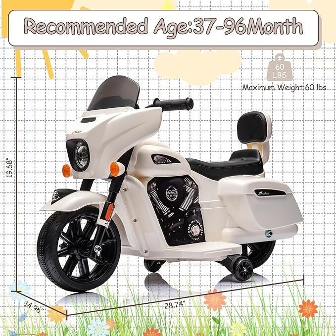 Ride on Motorcycle Toy for Kids 6V Electric Dirt Bike Motorcycle w/ Music