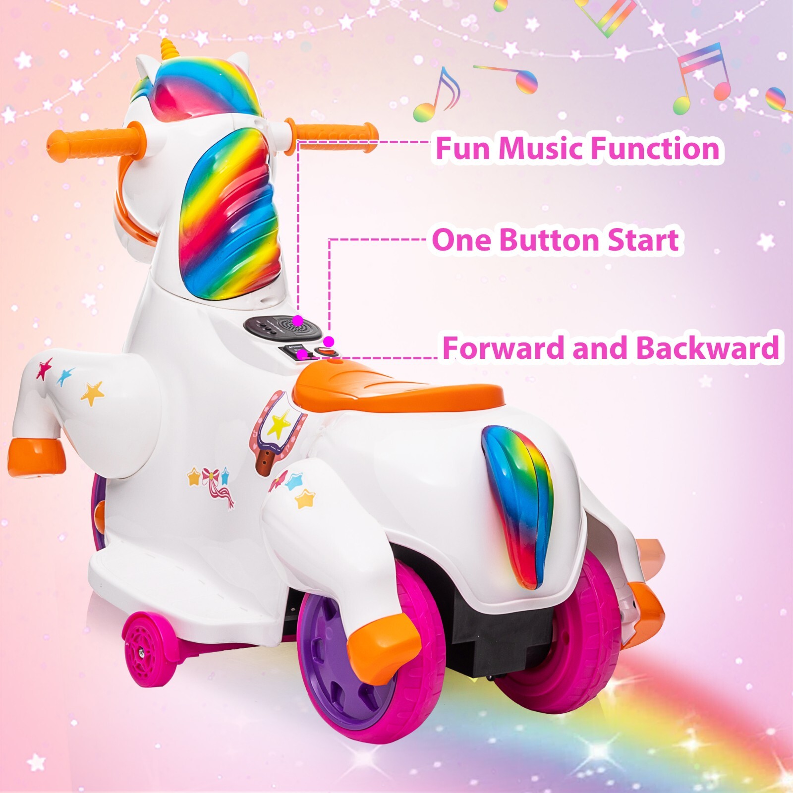TOBBI Ride on Unicorn Car Baby Rocking Horse Toys for Girls Electric Ride On Toy