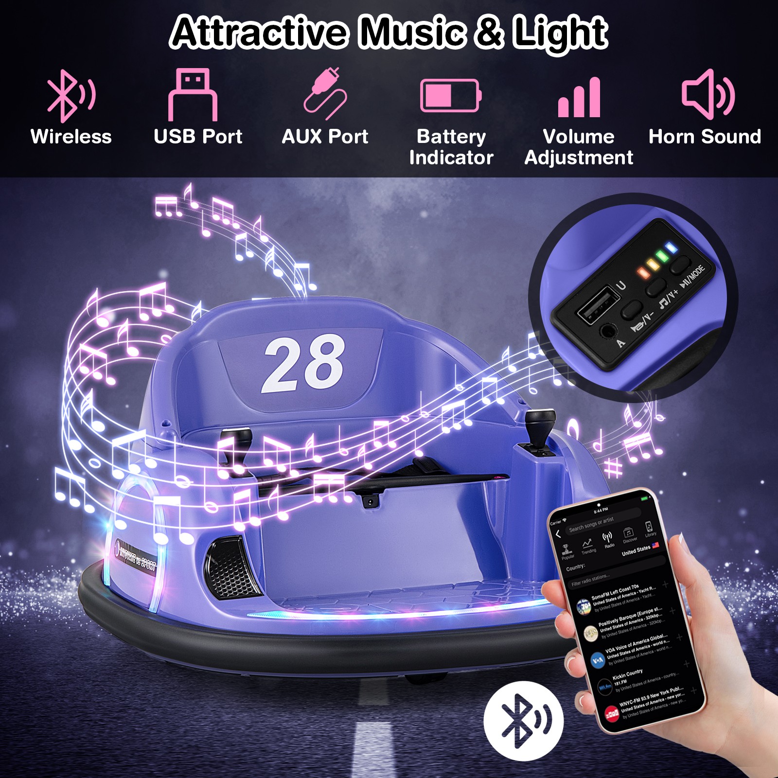 12V Electric 360° Spin Car Toy Ride on Bumper Car for Toddlers w/ Remote Control
