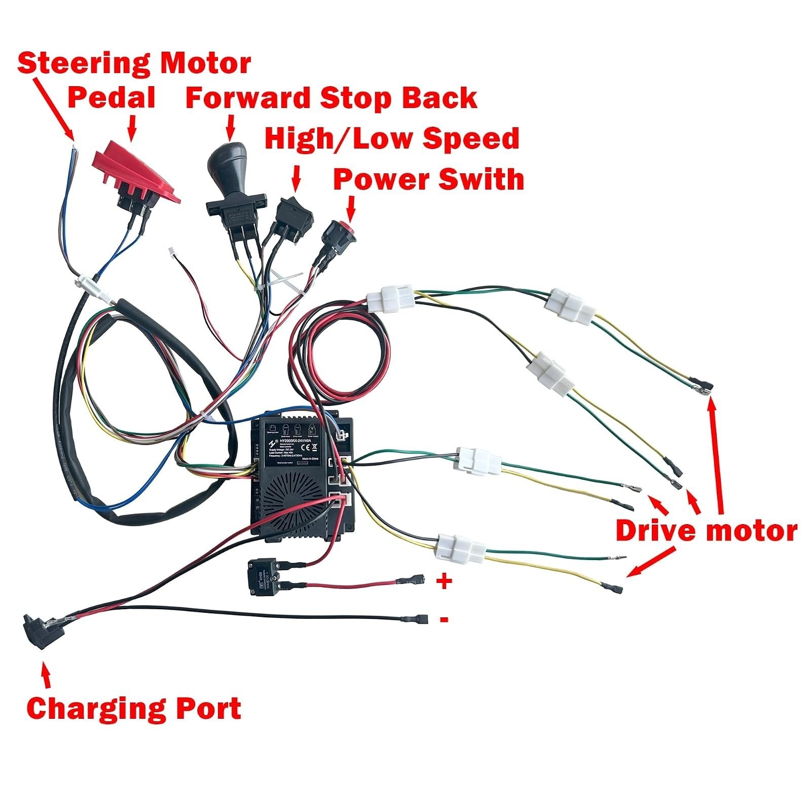 24 Volt DIY Wires Harness Conversion Kit for Kid’s Ride On Toys Car,2.4G Set of