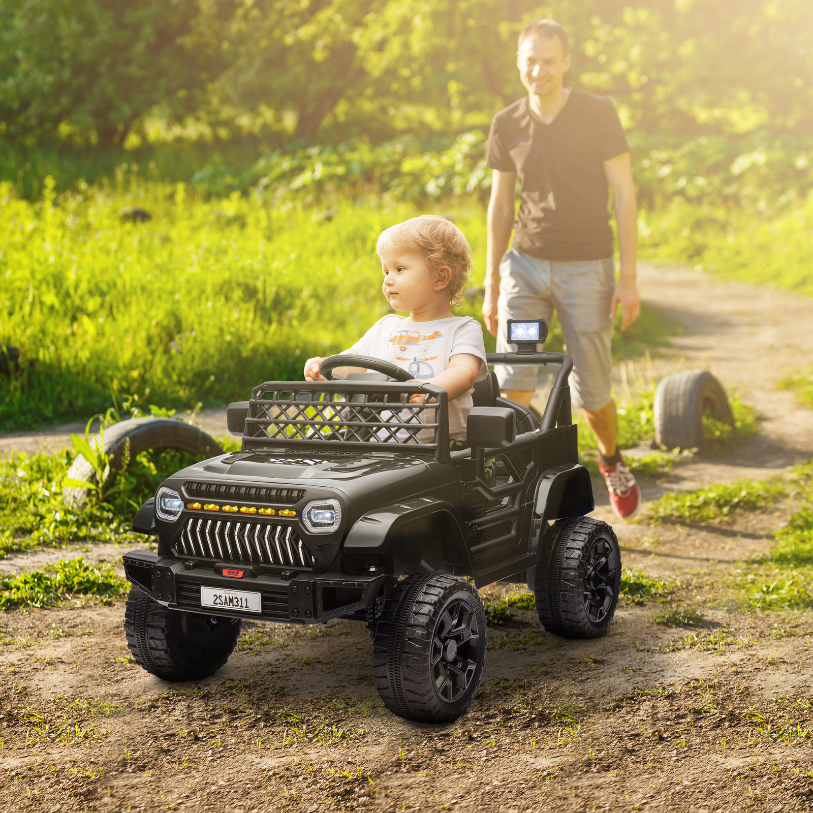 12V Ride On Truck w/ Spring Suspension, Remote, Black