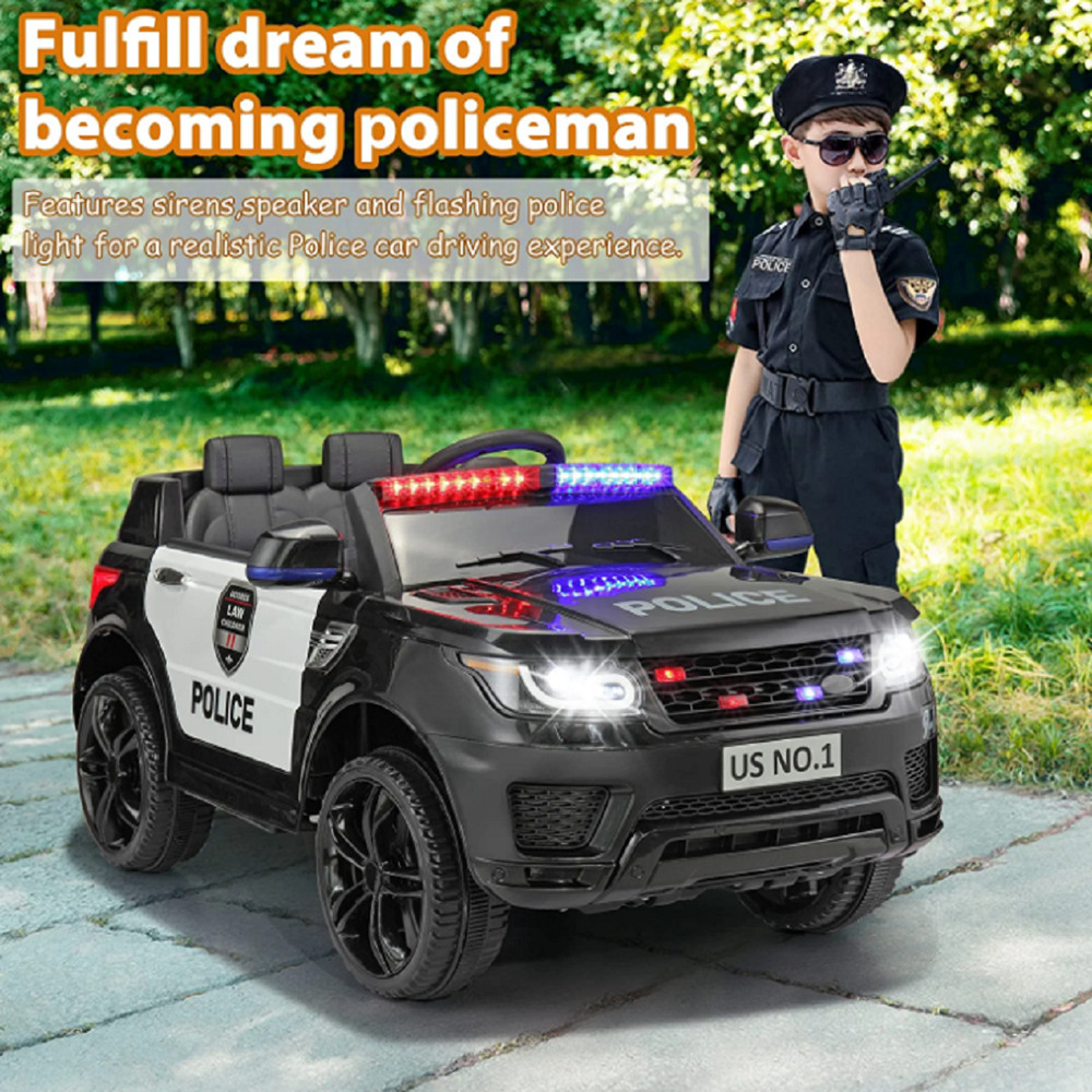 TOBBI 12V Kids Police Car Ride-On SUV with Parental Control Remote