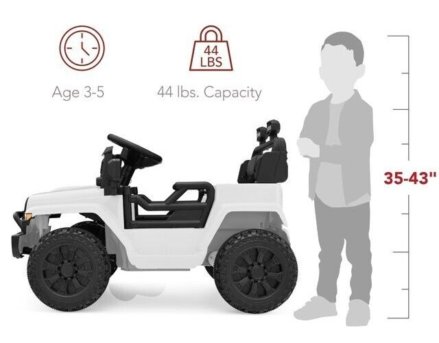 6V Kids Ride On Truck Car LED Parent Remote Control Jeep White Ages 3 to 5 Gift
