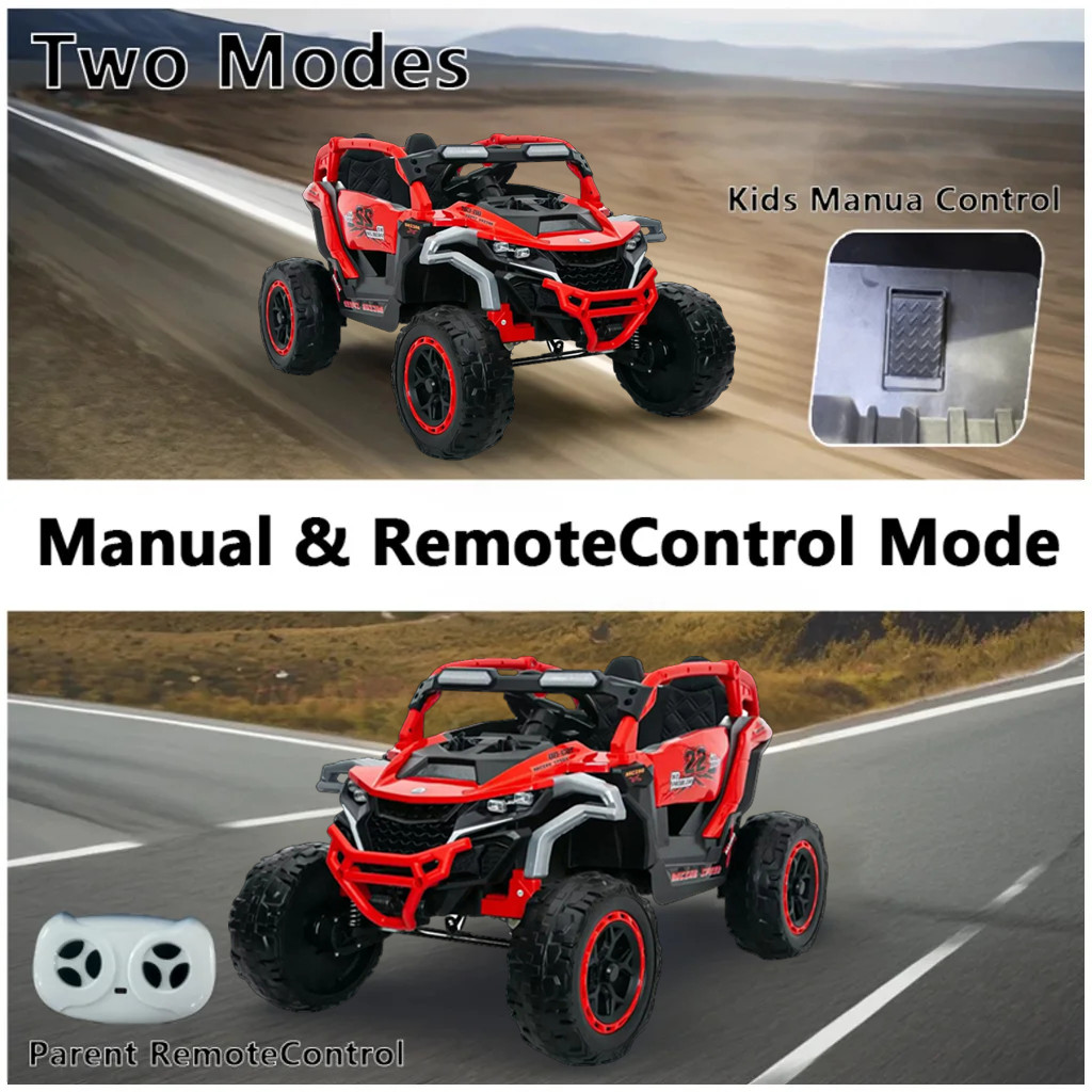 24V Kids Electric Car Ride on UTV Battery Power Wheels with Remote Control Black