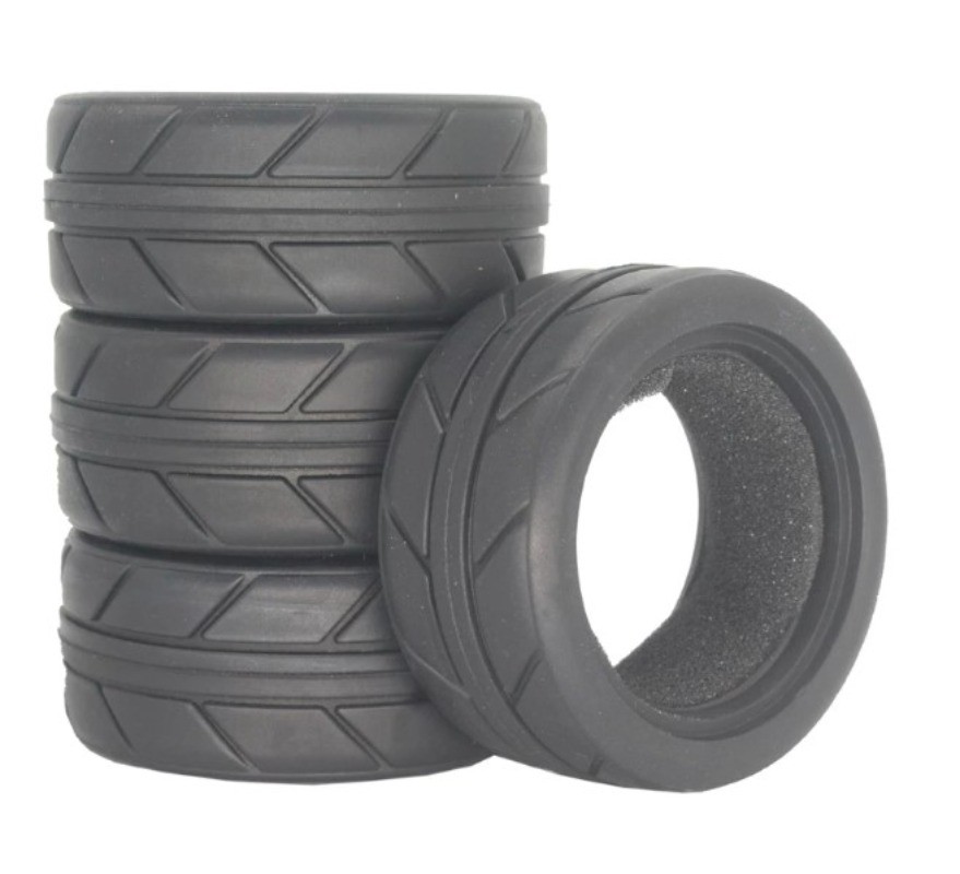 4PCS 26mm X-pattern Soft Rubber Tire for 1/10 Tamiya Wheel Rim On Road RC Car